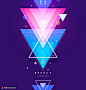 多色三角 紫色梦幻 渐变 几何 时尚元素 促销主题海报设计PSD tiw036a43619