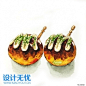 章鱼小丸子日式手绘美食料理插画JPG图片素材奶茶甜品小吃拉面菜单设计冰淇淋水彩