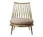 AURORA armchair from property furniture. Metal armchair with upholstered seat in fabric. Frame finishes: brass or copper.