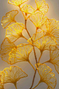 Little Ginkgo studies: Embroidered artwork by Meredith Woolnough -- Her leaves are a flat color and the effect is achieved through lighting, but this would be a lovely effect to attempt to emulate using different colored threads.: 