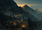 Assassin's Creed Odyssey Delphi by Night, Wavenwater Michael Guimont : Here's a concept I've done during my time at Ubisoft Quebec for Assassin's Creed Odyssey. <br/>It's an early inspiration for what the city of Delphi could look like, we were expl