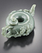 Korean traditional jade tea pot with carved apricot blossoms.  Have you ever made tea in a jade tea pot?