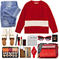 A fashion look from October 2017 featuring long sleeve crew neck sweater, destroyed knee jeans and red leather pouch. Browse and shop related looks.