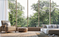 Modern bedroom with nature view 3d rendering Image