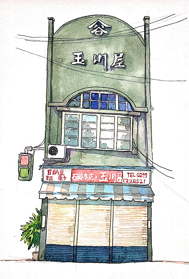 【淡彩】水彩手绘建筑--插画