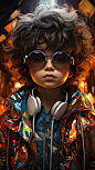 Disco, Chibi and real style masterpiece, realistic photography, colorful background, detailed portrait, intricate details, rich colors, realistic style,