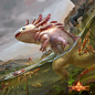 Golden Axolotl, Rudy Siswanto : Two Card I've done for Mythgard card game, This is Golden axolotl, one of my favourite task they assigned to me

please visit the website here 
https://www.mythgardgame.com