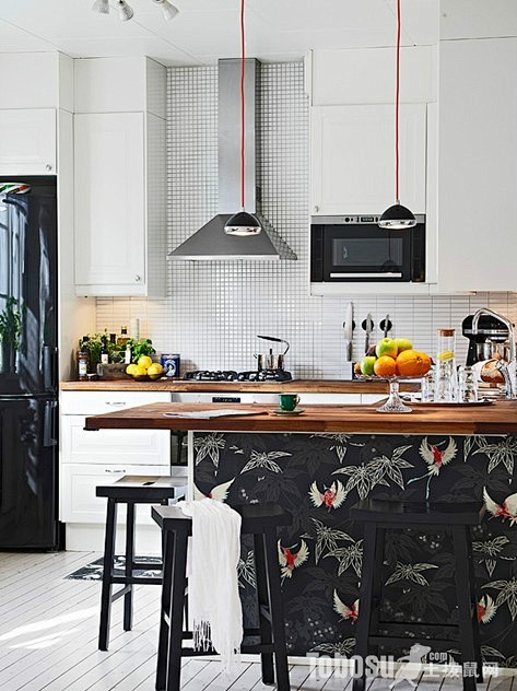 黑色厨房吧台效果图—土拨鼠装饰设计门户