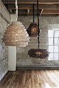 Awesome bamboo pendants! Love the organic shapes of these feature lights!: