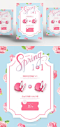 Spring 春季上新促销DM海报【韩国高端】PSD模版 #001 :  