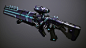 Planetside 2 - Vanu Sovereignty modular weapon set, Ranulf Busby | Doku : Modular weapon set concepted and modelled for Planetside 2.  Due to limitations, no unique textures or bakes were possible.  All detail had to be achieved by mesh alone, uv mapped o