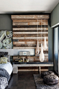 Reclaimed crate wood has been turned into a textured feature