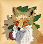 水彩狐狸插画矢量素材，素材格式：EPS，素材关键词：水彩,狐狸,矢量动物