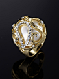 宫廷古典雕花绣球珍珠戒指