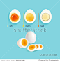 Boiled eggs infographical concept with three illustrated stages of egg boiling with slices and text captions vector illustration