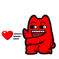 魔鬼猫表情-发射爱心#全身#单膝跪#求爱#示爱#魔性#斗