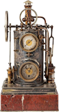 古代真正的蒸汽朋克！1885年，工业系列新颖机械钟气压计形式为蒸汽机.帕勒莫的穆科利·菲格里奥。s)