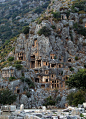 Rock-cut tombs in Myra, an ancient town in Lycia, Turkey: 