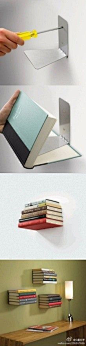 Use Bookends as Floating Bookshelves. Brilliant: