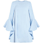 Blue Ruffled Bell Sleeve Babydoll Dress by New Revival : See this and similar day dresses - Cute light blue babydoll dress with ruffled cascade bell sleeves. Lined with zip back closure. By New Revival.100% polyester.