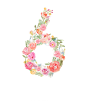 0-9 PNG免扣 花卉图案高分辨率数字透明背景素材 Numbers