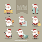 Fantastic character pack of smiling santa claus Free Vector