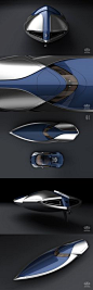 Bugatti speedboat design inspired by “Sang-Bleu” colored Bugatti Veyron. The conceptual boat has a W16 Quad Turbo 1000HP engine. - designed by Ben Walsh