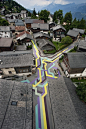 Every summer the small Swiss town of Vercorin offers up its public spaces and buildings to artists to create contemporary works of art. This is Lang/Baumann‘s “Street Painting #5."