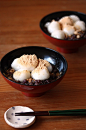Zenzai (sweet red bean soup with mochi)