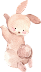 水彩卡通可爱手绘兔子小熊气球儿童生日云朵贺卡海报手账免抠素材 (31)