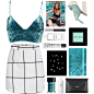 A fashion look from April 2017 featuring velvet crop top, bodycon mini skirt and mint shoes. Browse and shop related looks.