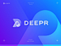 Deepr 标志概念区块链品牌加密深度 defi 游戏渐变耳机图标身份字母 d 字母 r 刻字徽标 nft oculus 图案未使用的虚拟 vr