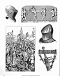 手绘古代兵器盔甲图片