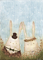 呆萌兔先生和呆萌兔小姐，呆萌的站在一起，……_来自阿团丸子的图片分享-堆糖网