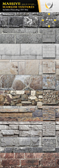 10 Seamless Stone Wall Textures  #GraphicRiver         All 10 textures in this file have been designed at the massive resolution of 1500×1500px so that you can scale them all the way from close up detail of: 