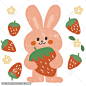 草莓兔子手绘插画