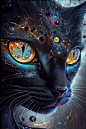 Charmer The black cat of the apocalypse with colored galaxy eye 