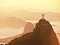 Corcovado Mountain and Sugarloaf Mountain in Distance, Rio de Janeiro, Brazil