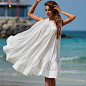 Mini sin mangas asimétrica floja dress casual white beach dress mujeres 2017 nuevo verano de estilo bohemio con volantes del tanque vestido de tirantes en Vestidos de Ropa y Accesorios de las mujeres en AliExpress.com | Alibaba Group