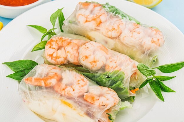 越南美食ï¼š新鲜虾春卷, 免费照片