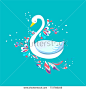 Cute Swan, Vector Illustration White Swan