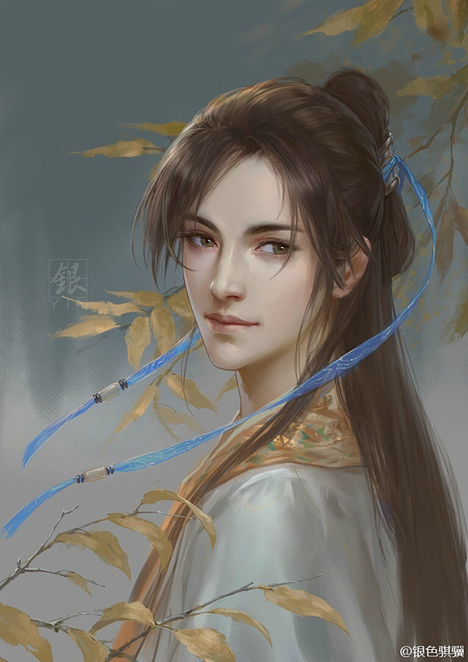 古风手绘插画 银色骐骥/绘