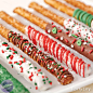 Yummy tray of dipped and drizzled pretzel sticks! So easy! Would be a fun project with the grandchildren :)