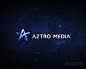 Aztro Media传媒公司logo中将线条构成的五角星设计，配上浩瀚的星空图形设计十分有爱。