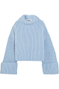 Jil Sander - Oversized ribbed wool-blend turtleneck sweater : Sky-blue wool-blend Slip on 66% wool, 44% polyamide Dry clean Made in Italy