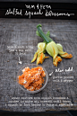 Yam & Feta stuffed squash blossoms! Just bake a yam/sweet potato, scoop out the inside and mash it up with some feta, garlic powder, salt and pepper (add a bit of olive oil, if you like). Spoon that mixture into squash blossoms, ideally ones that are 
