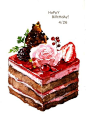 美食甜品蛋糕手绘插画