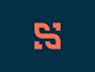 S logo orange blue simplistic monogram icon: 