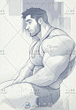 肌肉男子人体结构线稿素材资源