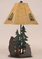 Bears Roasting Marshmallows Lamp - JHE's Log Furniture Place